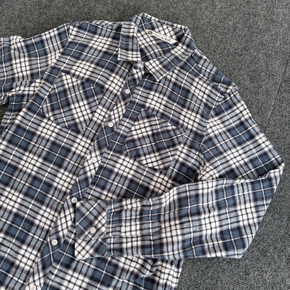 Travis Mathew Shirt Men Large Multicolor Flannel Casual Preppy Button Up‎ Adult